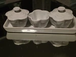 Creuset Stoneware White Petite Ramekin Fleur Collection Of 3. Fixed Price $33.60.