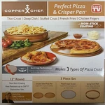 New 12" Copper Chef Perfect Pizza And Crisper Pan Non-stick 3 Pc Set. Fixed Price $38.95.