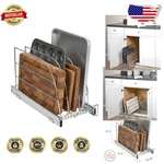 Durable Sliding Tray Organizer For Baking Sheets, 8.5"W X 21"D Lifetime. Fixed Price $122.39.