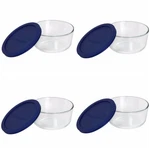 Pyrex Storage 4-CUP Round Dish With Dark Cup, Box Of Containers, Blue. Fixed Price $47.54.