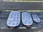 Temp-tations By Tara Floral Lace Baking Dish, Blue Brown- 3 Serving Trays. Fixed Price $49.95.