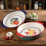 The Pioneer Woman Fiona Floral 2-PIECE Stoneware/ceramic Oval Bakers Set. Fixed Price $32.95.