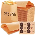 600 Pack Sandwich Bags, 7 Inch Greaseproof Snack Brown Wax Kr.... Fixed Price $43.27.