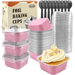 Mini Aluminum Foil Baking Pans W/ Lids & Spoons Cupcakes Desserts Parties New. Fixed Price $22.04.