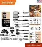 Ultimate 25-PIECE Non-stick Stainless Steel Cooking Utensils Lifetime. Fixed Price $42.00.
