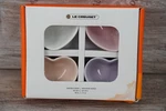 Le Creuset Stoneware Of 4 Mini Heart Pinch Bowl, Multi Color Pastel. Fixed Price $44.99.