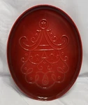 Le Creuset Santa Relief Oval Platter Cerise Red Joyeux Noel 14" 11" New Box. Fixed Price $75.00.