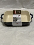 New Staub France Ceramic 7.5 X 6 1.25 Qt Rectangle Gratin Dish Dark Blue. Fixed Price $29.74.