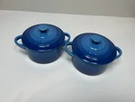 Le Creuset Stoneware Baking Mini Round Cocotte 10CM Azure Blue W/ Lid Of 2. Fixed Price $69.95.