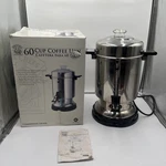 Bakers & Chefs 60-CUP Coffee Maker Urn Percolator Stainless Steel Box. Fixed Price $76.50.