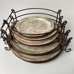 Temptations By Tara Floral Lace Ovenware Set 5 Plates Rack Handles. Fixed Price $40.00.