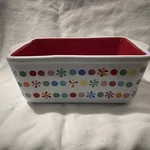 Ceramic Christmas Loaf Pan By Celebrate - Mini Candy & Dots 5.9" X 3.5" 2.1". Fixed Price $10.00.