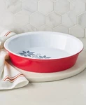 The Cellar Holiday 9 Inch Pie Dish Red Stoneware Christmas. Fixed Price $26.99.