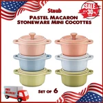 Staub Pastel Macaron Stoneware Mini Cocottes Set Of 6 Ceramic Bakeware. Fixed Price $105.95.