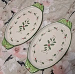 Set Of 2 Temptations Cardinal By Tara Small Oval Serving Platters Trays 13 In.. Fixed Price $22.98.