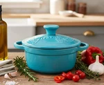 Fiesta Enameled Cast Iron Mini Dutch Oven Casserole Turquoise 0.35QT Retired. Fixed Price $29.99.