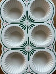Anthropologie Maelle Ceramic Muffin Cupcake Baking Pan Green And Pink Accents. Fixed Price $84.00.