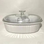 Corning Ware French White Covered Casserole F-2-B 2.8L W/pyrex Lid 1/2. Fixed Price $19.95.