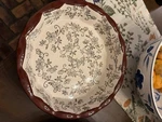 Temptations Ovenware Black Floral Lace - Pie Baker Scallop Dish 9" Diameter. Fixed Price $20.75.