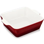 Lovecasa 2QT Square Stoneware Casserole Baking Dish W/handles Red. Fixed Price $29.99.