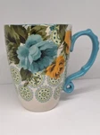 Pioneer Woman Rose Shadow Teal Floral Jumbo Latte Stoneware Coffee 24 Oz Mug Cup. Fixed Price $16.50.