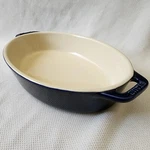 Staub Oval Ceramic Roasting Dish Dark Blue Baking Casserole 9 X 6" 1.1 Qt. New. Fixed Price $32.75.