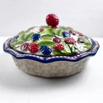 Temptations Mini Pie Dish Figural Fruit Mixed Berry Ceramic Embossed Scallop Lid. Fixed Price $31.77.