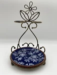 Temptations By Tara Floral Lace Blue Utensil Rest With Wire Holder Nwob 850296. Fixed Price $32.99.