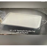 Godinger Porcelain Serving Tray W Metal Rack 14X10. Fixed Price $35.00.
