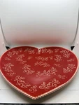 Rare Temptations Floral Lace Romance Red White Heart Shaped Platter Tray 14 Inch. Fixed Price $44.99.