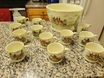Heirloom Handpainted Fox Hunt China Punch Bowl 12 Cups. Fixed Price $200.00.