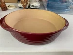 Pampered Chef Family Heritage Stoneware Cranberry Round Baking Dish 8". Fixed Price $20.00.