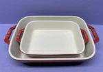 Staub Ceramic Rectangular Baking Set, Casserole Dish, 2-PIECE Red. Fixed Price $65.00.