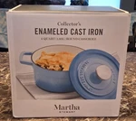 New Martha Stewart Enameled Cast Iron 2 Qt. Round Casserole Sky Blue Rare. Fixed Price $68.99.