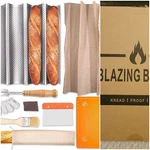 French Bread Making Kit Baguette Pan - Flax Linen Couche Cloth Dough Tool. Fixed Price $54.99.