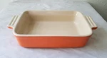 Le Creuset Orange Flame Rectangular Stoneware 20 Oz Baking Dish. Fixed Price $39.99.