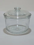Vtg 1422 Anchor Hocking Clear Glass 16OZ Baking Dish And Lid Round Ribbed Base. Fixed Price $13.99.