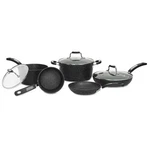 Starfrit The Rock 8PC Non-stick Cookware Set Forged Aluminum, Oven Safe. Fixed Price $146.08.