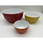 Chefs Mate Mixing Bowls Set Of 3 Nesting Stoneware Red Yellow Orange Japan. Fixed Price $39.99.