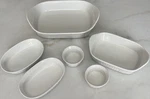 Corningware French White 6PC Stoneware Bakeware Set Oval/rect/round Ribbed. Fixed Price $55.00.