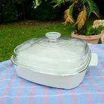 Corningware 10" White Casserole Browning Dish W/ Lid MW-A-10 A-12-C. Fixed Price $15.99.
