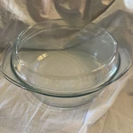 Simax Round Glass Casserole Dish, 3.5-QUART, Clear. Fixed Price $40.00.