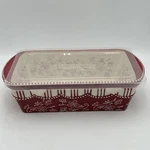 Temptations Red Floral Lace Loaf Pan & Tray 9 With Lid 836178. Fixed Price $19.99.