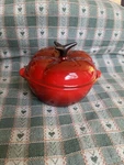 Creuset Red Tomato Mini Cocotte Petite Stoneware Vegetable Casserole. Fixed Price $50.00.