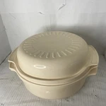 Tupperware Pcs Microwave Cookware 2194A 2210A Lid 2193A Stackable Round Almond. Fixed Price $35.00.
