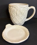 Grape & Tara At Home Handpainted Large Coffee/tea Mug Lid Dee-vine White. Fixed Price $16.00.