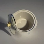 Ceramic White Covered Dish With Glass Solid, No Crock Pot. Fixed Price $25.00.