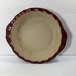 Pampered Chef Stone Ware 9IN Deep Dish Pie Plate Cranberry Scallop 1332. Fixed Price $36.99.