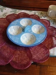 Temptations By Tara Poached Egg Blue Floral Lace Bakeware Dish Kfi-xng 923173. Fixed Price $12.00.