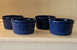 Pioneer Woman Blue Ribbed Ramekins Set 4 Stoneware Baking Bowls. Fixed Price $15.99.